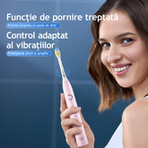 Periuta de dinti electrica, JTF Sonic, P100 (6 capete de periuta, cablu de incarcare, suport), Roz